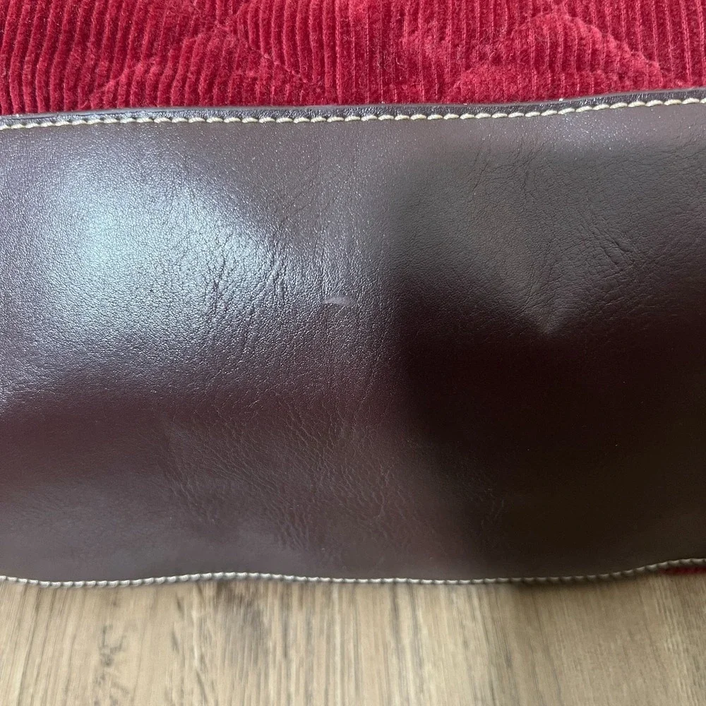Tommy‎ Hilfiger Burgundy Corduroy Hobo Shoulder Bag Quilted Soft Grunge Y2K